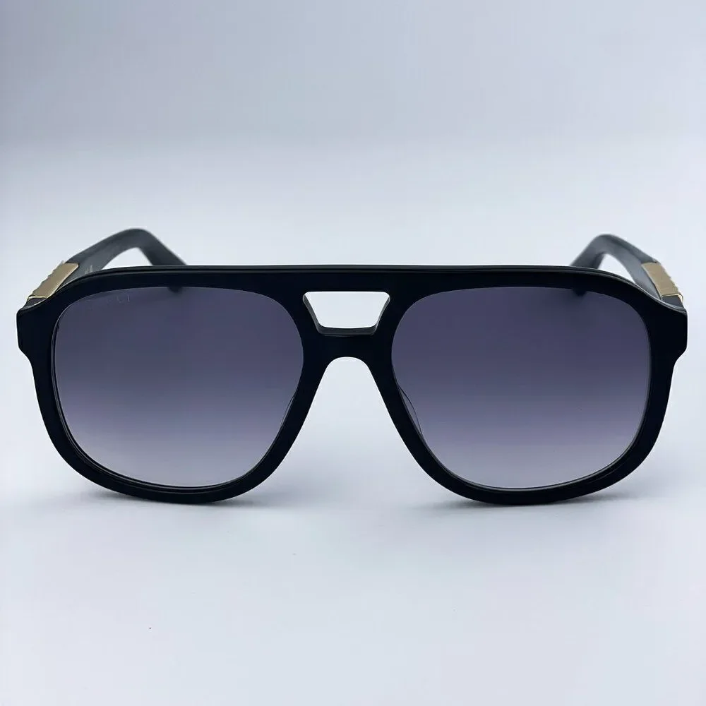 NEW Gucci GG1188S 002 Black Grey Gradient Pilot Unisex Sunglasses